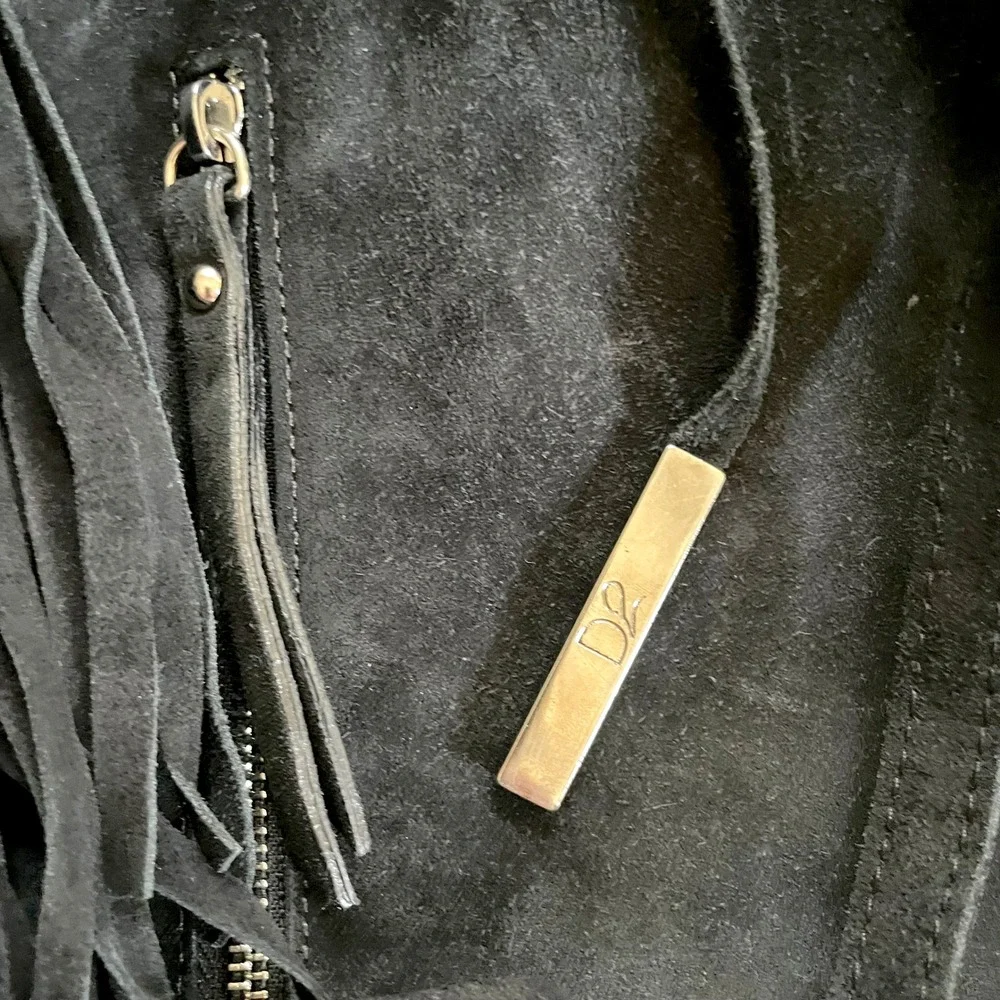 D2 Suede Fringe Backpack Boho Western Black Leather Coastal Cowgirl Festival‎